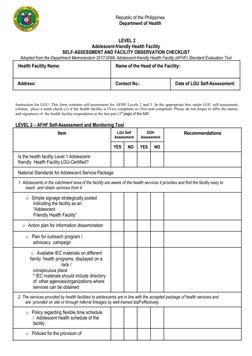 Afh Checklist.pdf Adolescent-Friendly Health Facility Checklist | PDF | Health Care ...
