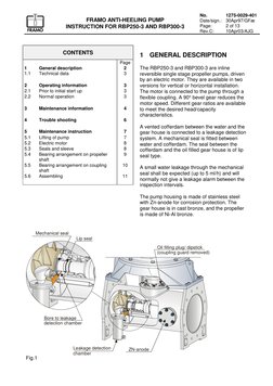 Pump Rbp250 Framo Anti-Heeling Pump Manual RBP250-3/300-3 | PDF | Pump | Bearing ...