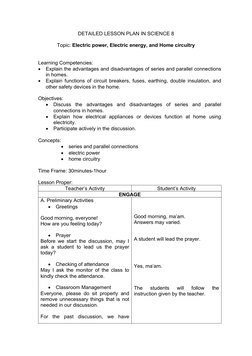 Lesson Plan: Electric Circuits for Grade 8 | PDF | Series And Parallel ...