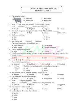 Grand Final English Olympiad Level 1 | PDF