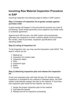 Sap Incoming Inspection SAP Incoming Raw Material Inspection Guide | PDF | Receipt | Business ...