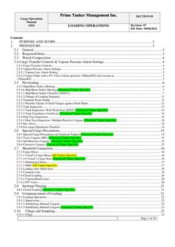 Cargo Operations 
Manual   
(010) 
Prime Tanker Management Inc. 
 
SECTION 09 
 
LOADING OPERATIONS 
  
Revision: 07 
Eff.