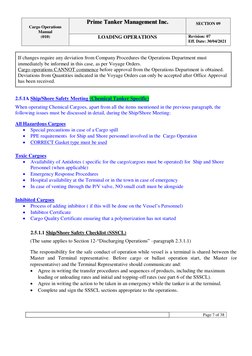 Cargo Operations 
Manual   
(010) 
Prime Tanker Management Inc. 
 
SECTION 09 
 
LOADING OPERATIONS 
  
Revision: 07 
Eff.