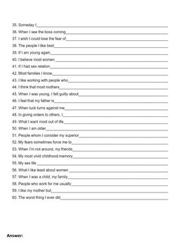 Sacks Sentence Completion Test Insights | PDF | Self-Improvement | Wellness