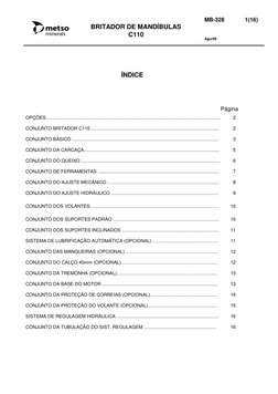 BRITADOR DE MANDÍBULAS
C110
MB-328             1(16)
Ago/06
ÍNDICE
Página
OPÇÕES ............................................