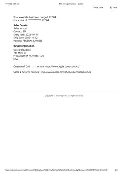 11/19/22, 6:07 AM
Mail - George Davidson - Outlook
https://outlook.live.com/mail/0/inbox/id/AQQkADAwATM3ZmYAZS01NjU3LTgyNTMtM