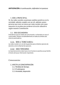 ANTICIPACIÓN: A continuación, defenderé mi postura
1. IDEA PRINCIPAL 
Si, las redes sociales ocasionan cambios positivos en l