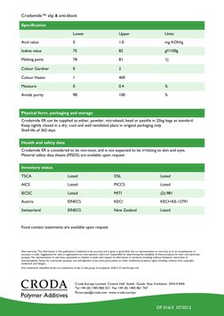 Crodamide ER Z 000040 Technical Data Sheet | PDF | Lubricant | Polymers