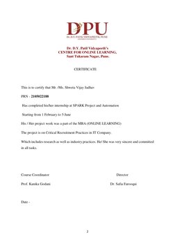 2 
 
 
Dr. D.Y. Patil Vidyapeeth’s 
CENTRE FOR ONLINE LEARNING, 
 Sant Tukaram Nagar, Pune. 
 
 
 
 
 
 
CERTIFICATE 
 
This