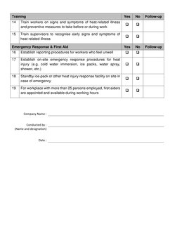 Heat Stress Management Compliance Checklist | PDF | Hyperthermia ...