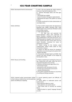 ICU FDAR Charting Samples | PDF | Breathing | Intravenous Therapy