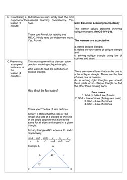 Oblique Triangles Lesson Plan | PDF | Triangle | Trigonometric Functions