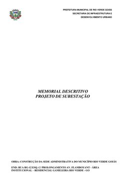 PREFEITURA MUNICIPAL DE RIO VERDE GOIÁS 
SECRETARIA DE INFRAESTRUTURA E 
DESENVOLVIMENT