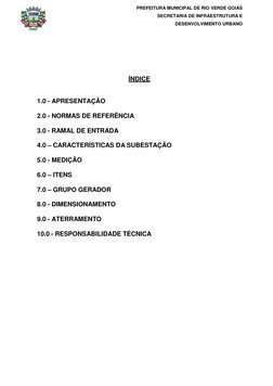 PREFEITURA MUNICIPAL DE RIO VERDE GOIÁS 
SECRETARIA DE INFRAESTRUTURA E 
DESENVOLVIMENT
