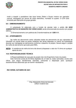 PREFEITURA MUNICIPAL DE RIO VERDE GOIÁS 
SECRETARIA DE INFRAESTRUTURA E 
DESENVOLVIMENT