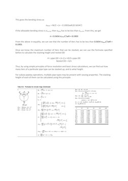  
This gives the bending stress as
 
σBEND = M/Z = (n – 0.1903)wR/(0.5654t2)
 
If the allowable bending stress is σALLOW, the