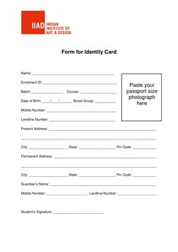 Identity Card Application Form | PDF