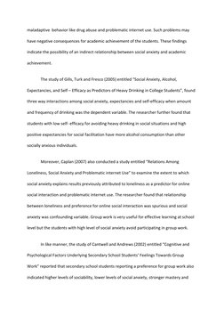 maladaptive behavior like drug abuse and problematic internet use. Such problems may
have negative consequences for academic