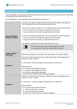 Hand Neutralisation Chart.pdf Hand Neutralization and Vertometry Guide | PDF | Glasses | Equipment