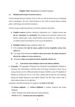 Chapter- One: Introduction to tourism resources
1.1.
Definition and concepts of tourism resources
Tourism Heritage Resources