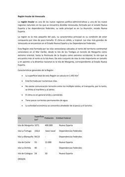 Región Insular de Venezuela (https://es.wikipedia.org/wiki/Venezuela)
La  región Insular es una de las nueve  regiones políti