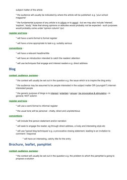 Guidelines for IB English B Text Types | PDF | Essays | Experience