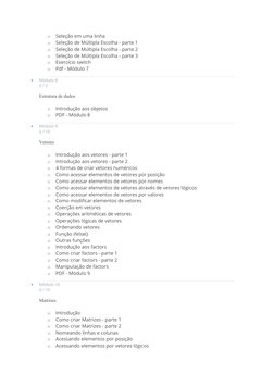 o
Seleção em uma linha
o
Seleção de Múltipla Escolha - parte 1
o
Seleção de Múltipla Escolha - parte 2
o
Seleção de Múltipla