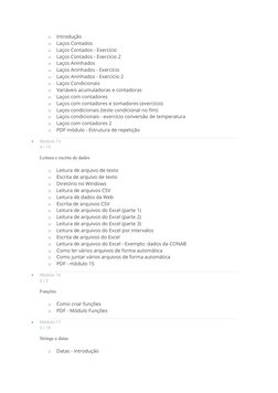 o
Introdução
o
Laços Contados
o
Laços Contados - Exercício
o
Laços Contados - Exercício 2
o
Laços Aninhados
o
Laços Aninhados