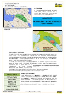 MATERIAL COMPLEMENTAR
PROF.MAX DANTAS
03-ANTIGUIDADE ORIENTAL - MESOPOTÂMIA
MESOPOTÂMIA 
Foi o nome dado pelos gregos às terr