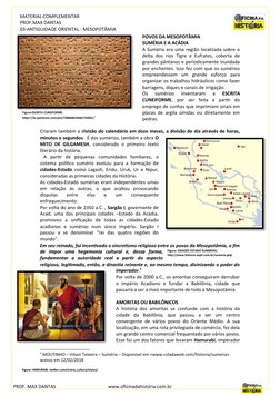 MATERIAL COMPLEMENTAR
PROF.MAX DANTAS
03-ANTIGUIDADE ORIENTAL - MESOPOTÂMIA
POVOS DA MESOPOTÂMIA
SUMÉRIA E A ACÁDIA
A Suméria