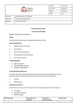 Safe Loading Protocol Safe Loading and Unloading Procedures | PDF | Safety | Occupational ...