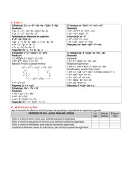 V. TAREA: 
1) Factorizar: (2x – y – 4)2 – (5x + 8y – 3)(5x – 3 + 8y)
Resolución:
= (2x – y – 4)2 – (5x + 8y – 3)(5x + 8