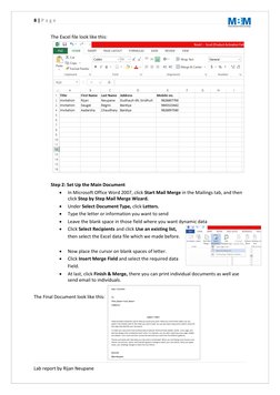 Computer Fundamentals Lab Report | PDF | Microsoft Excel | Microsoft Word