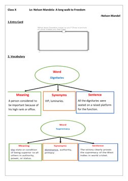 Class X                   Le: Nelson Mandela- A long walk to Freedom 
-Nelson Mandel 
1.Entry Card 
 
2. Vocabulary 
 
 
