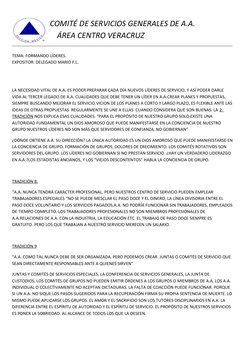 COMITÉ DE SERVICIOS GENERALES DE A.A.
ÁREA CENTRO VERACRUZ
------------------------------------------------------------------