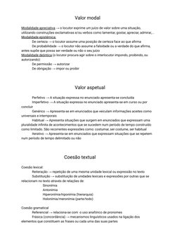 Valor modal
Modalidade apreciativa →o locutor exprime um juízo de valor sobre uma situação,
utilizando construções exclamativ