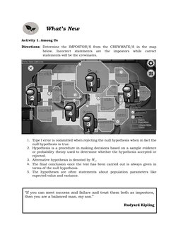 What’s New
Activity 1. Among Us
Directions: Determine  the  IMPOSTOR/S  from  the  CREWMATE/S  in  the  map
below.  Incorrect
