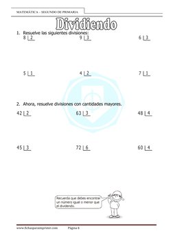 Ejercicios de Divisiones para 2° Primaria | PDF