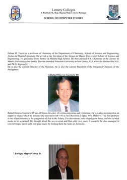 Lemery Colleges
A. Bonifacio St., Brgy. Bagong Sikat, Lemery, Batangas
SCHOOL OF COMPUTER STUDIES
Fabian M. Dayrit is a profe