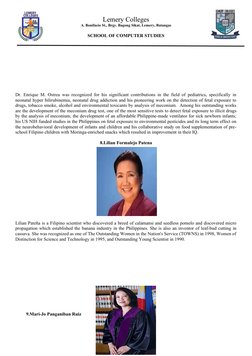 Lemery Colleges
A. Bonifacio St., Brgy. Bagong Sikat, Lemery, Batangas
SCHOOL OF COMPUTER STUDIES
Dr. Enrique M. Ostrea was r