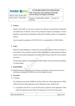 PADER Submission SOP for Pharmacovigilance | PDF | Food And Drug ...