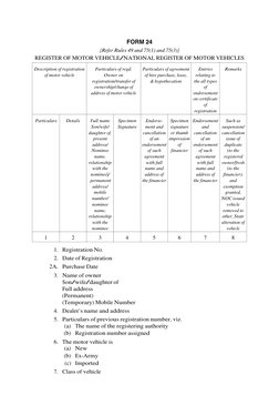 Form 24: Vehicle Registration Details | PDF | Axle | Automotive ...