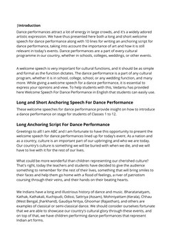 Welcome Speech for Dance Performances | PDF | Performing Arts | Dances