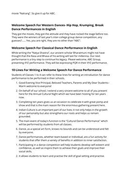 Welcome Speech for Dance Performances | PDF | Performing Arts | Dances