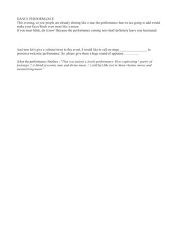 Welcome Speech for Dance Performances | PDF | Performing Arts | Dances