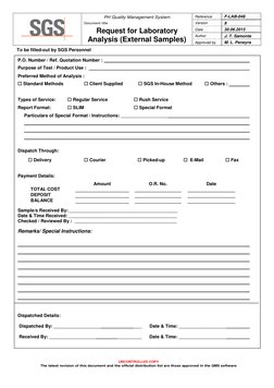 SGS Laboratory Analysis Request Form | PDF | Quality Management System ...