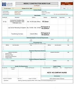 Weekly Construction Work Plan CLX Project | PDF | Concrete | Engineering