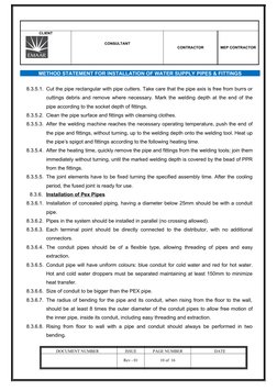 Water Supply Pipe Installation Method Statement | PDF | Pipe (Fluid ...
