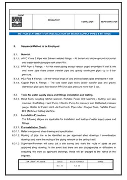 Water Supply Pipe Installation Method Statement | PDF | Pipe (Fluid ...