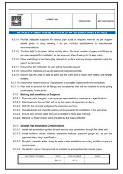 Ppr Pipe Installation Method Statement Water Supply Pipe Installation Method Statement | PDF | Pipe (Fluid ...